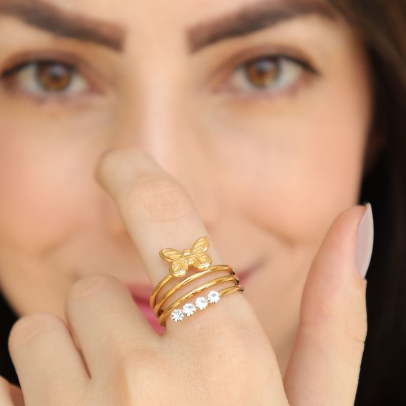 Anel Borboleta (Tamanho 17) em Aço Inox