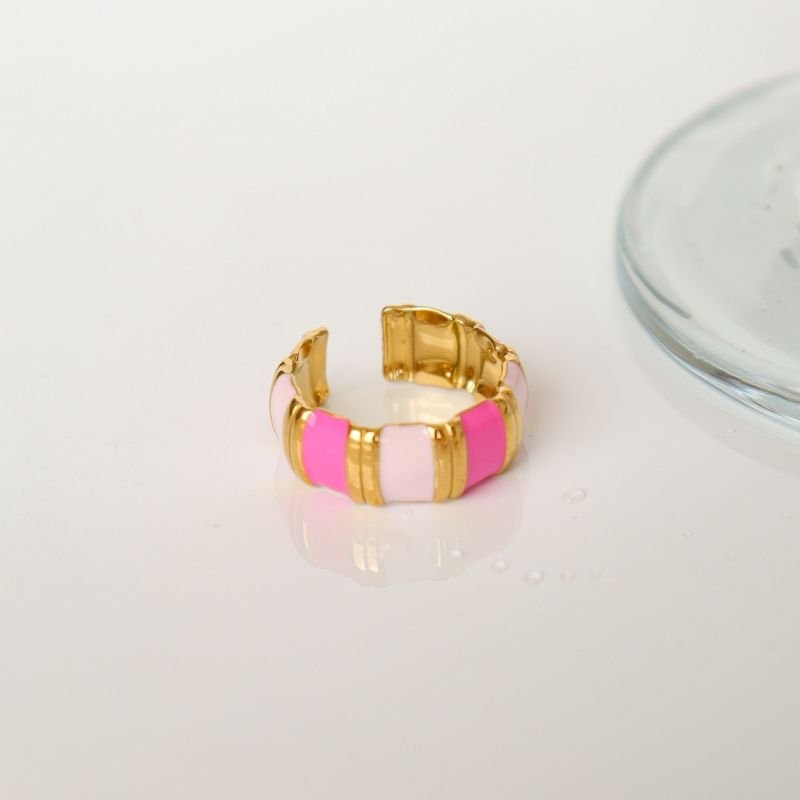 Anel Colorido Tamanho 16 em Aço Inox