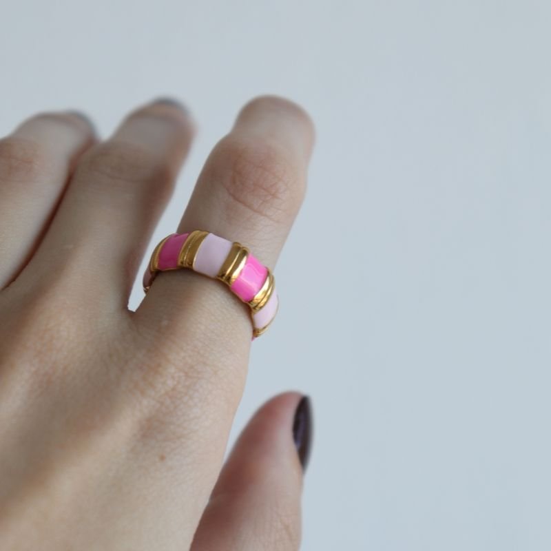 Anel Colorido Tamanho 16 em Aço Inox