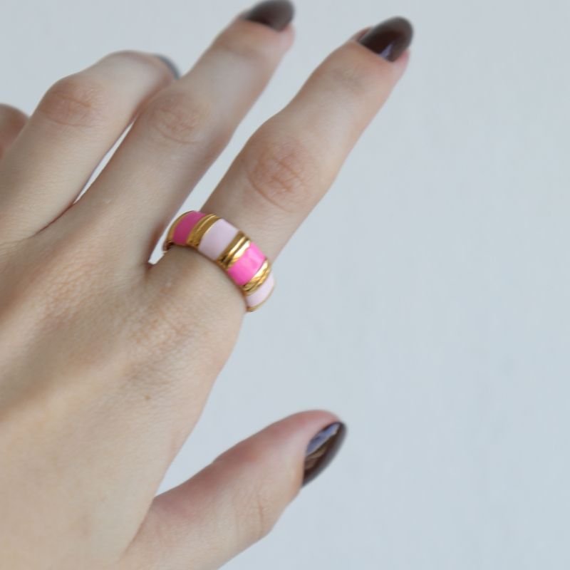 Anel Colorido Tamanho 16 em Aço Inox