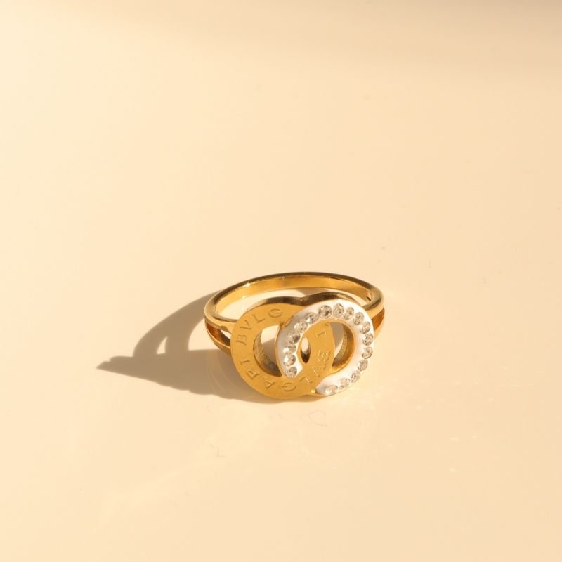 Anel com Detalhes Strass em Aço Inox (Tamanho 18)