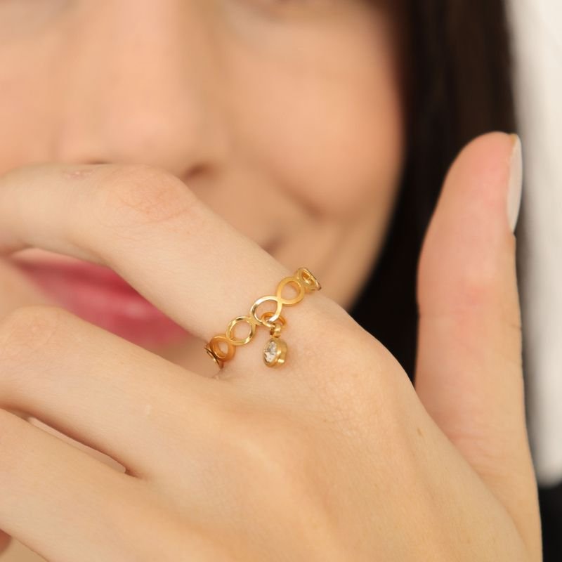 Anel com Pingente em Aço Inox (Tamanho18) (Linha Premium)