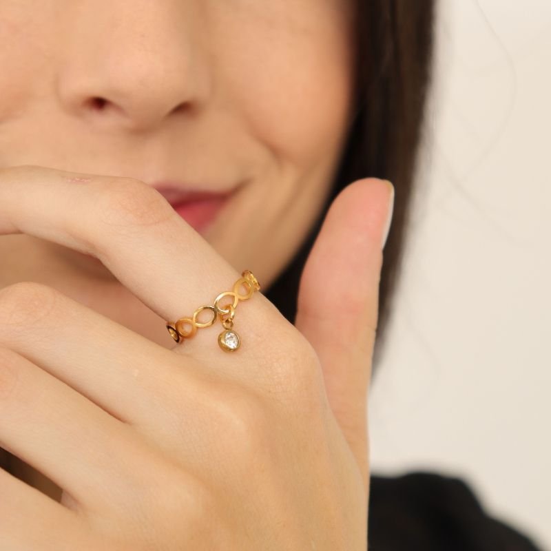 Anel com Pingente em Aço Inox (Tamanho18) (Linha Premium)