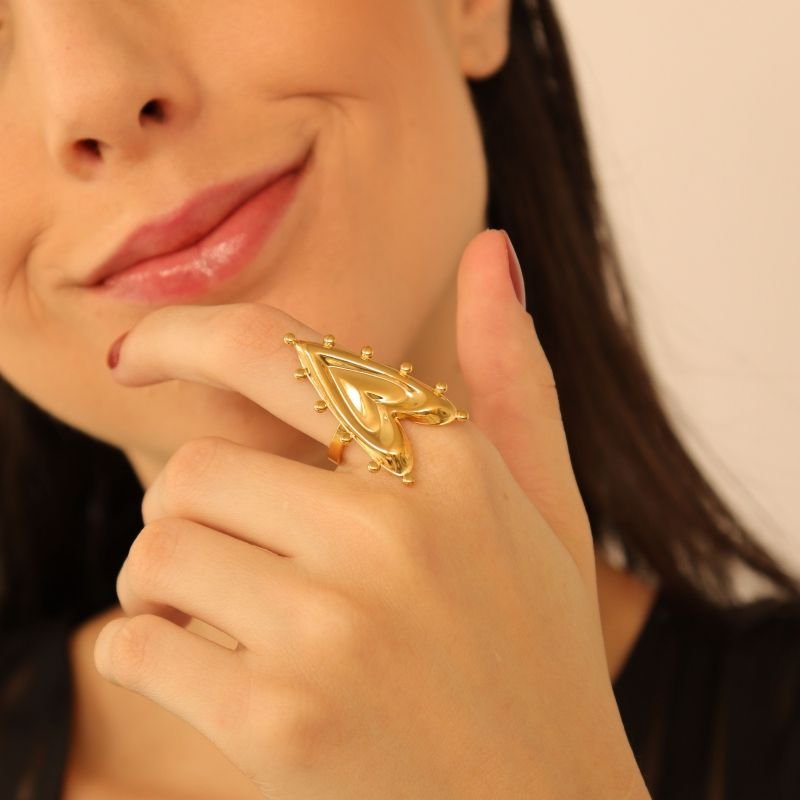 Anel Coração em Aço Inox (Tamanho 17)