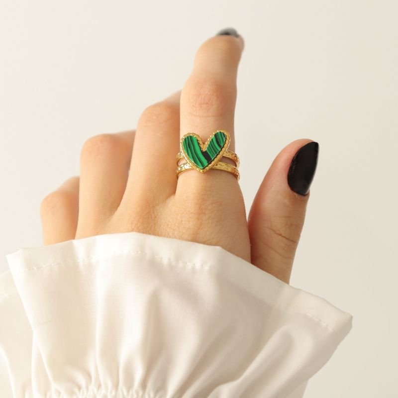 Anel Coração levemente Regulável em Aço Inox (Linha Premium)