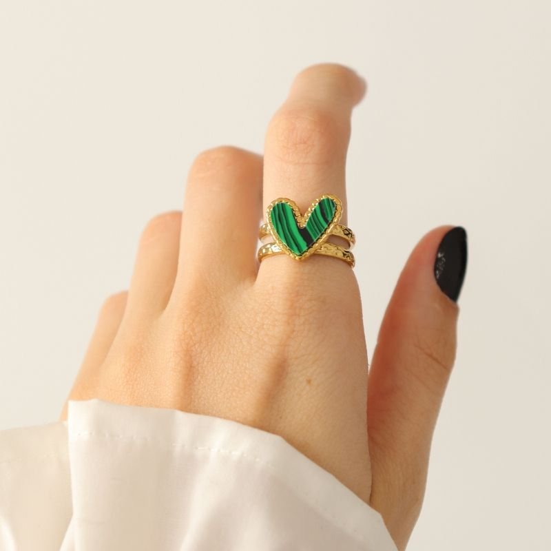 Anel Coração levemente Regulável em Aço Inox (Linha Premium)