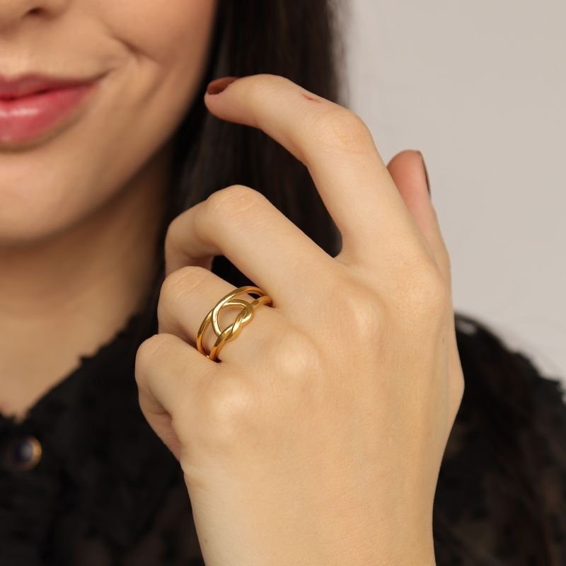 Anel Coração Levemente Regulável em Aço Inox