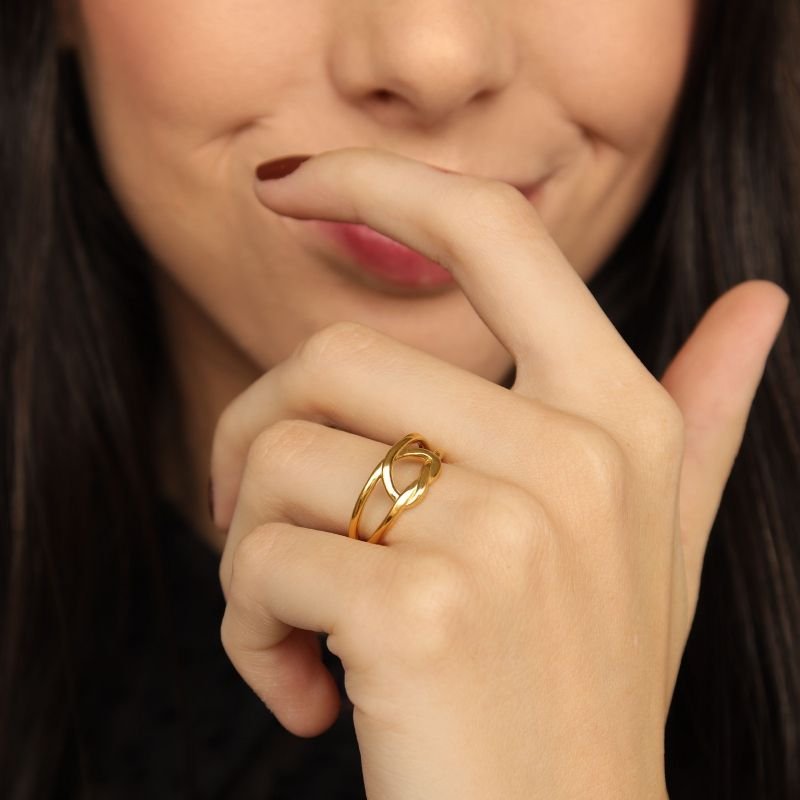 Anel Coração Levemente Regulável em Aço Inox