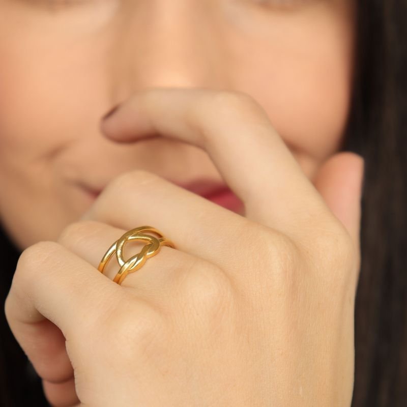 Anel Coração Levemente Regulável em Aço Inox