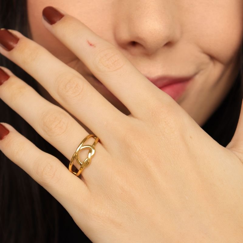 Anel Coração Levemente Regulável em Aço Inox