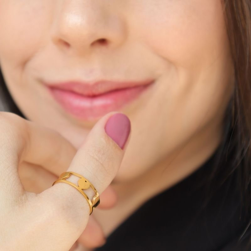 Anel Coração Levemente Regulável em Aço Inox