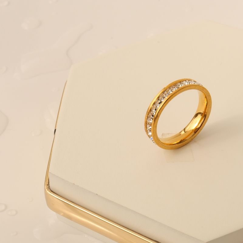 Anel Cravejado em Aço Inox (Tamanho 21)