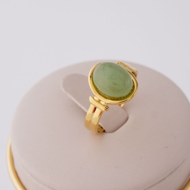 Anel Delicate Light Green Levemente Regulável em Aço Inox