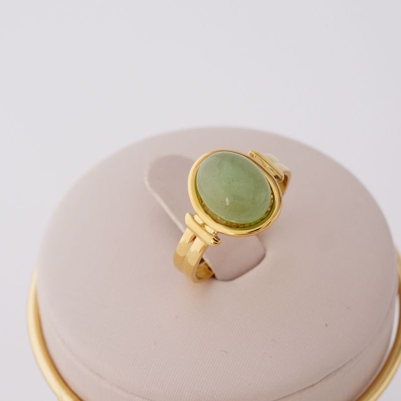 Anel Delicate Light Green Levemente Regulável em Aço Inox