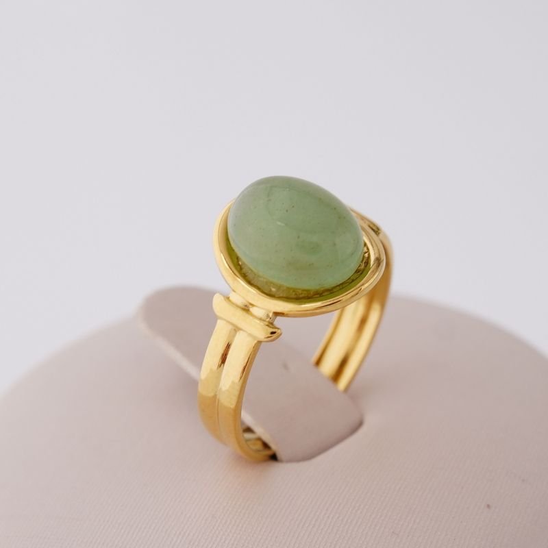 Anel Delicate Light Green Levemente Regulável em Aço Inox