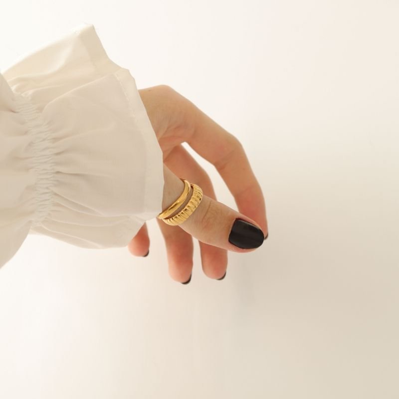 Anel Duplo Delicado em Aço Inox (Tamanho 17)