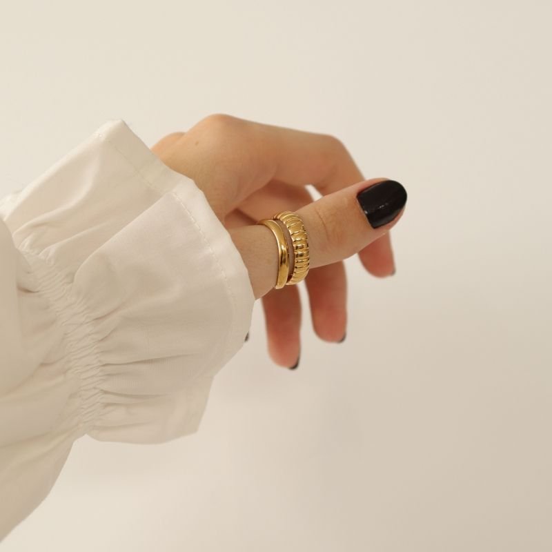 Anel Duplo Delicado em Aço Inox (Tamanho 17)