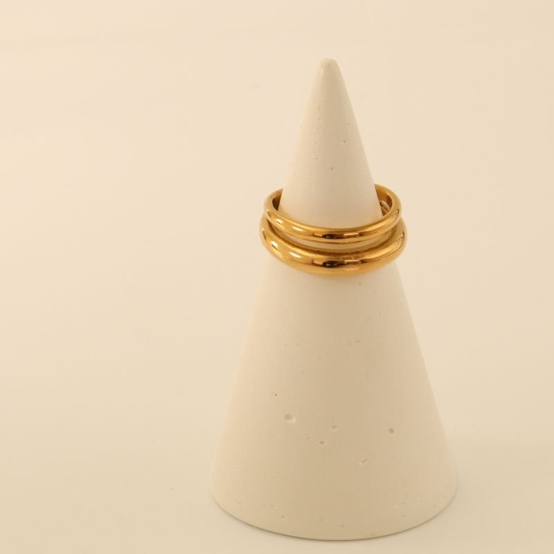 Anel Duplo Delicado em Aço Inox (Tamanho 17)