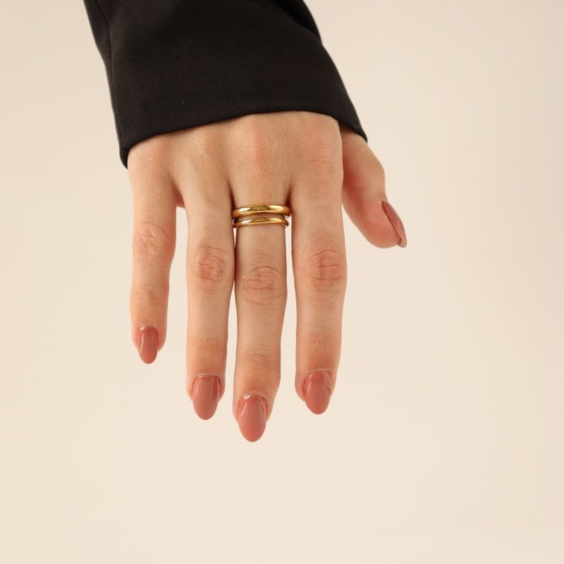 Anel Duplo Delicado em Aço Inox (Tamanho 19)