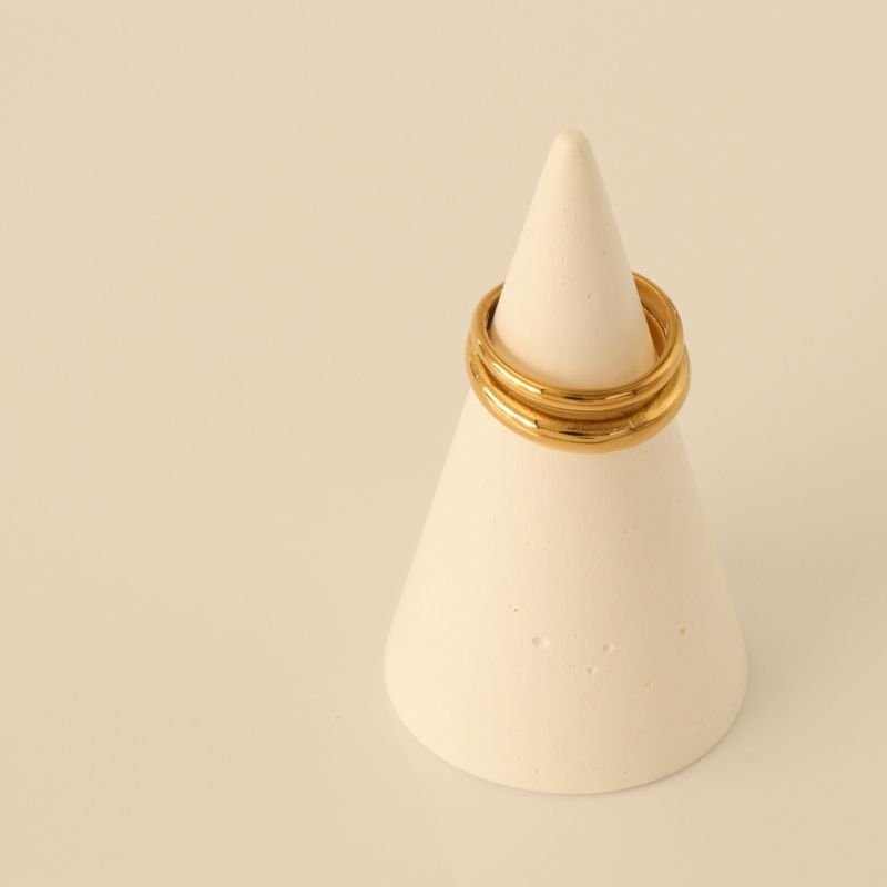 Anel Duplo Delicado em Aço Inox (Tamanho 19)