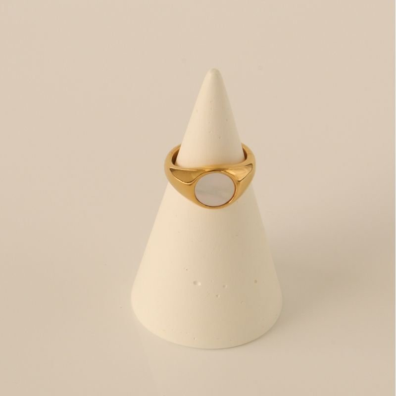 Anel Pedrinha Branca em Aço Inox (Tamanho 19)