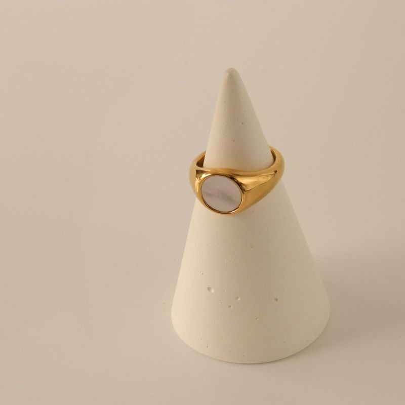 Anel Pedrinha Branca em Aço Inox (Tamanho 19)