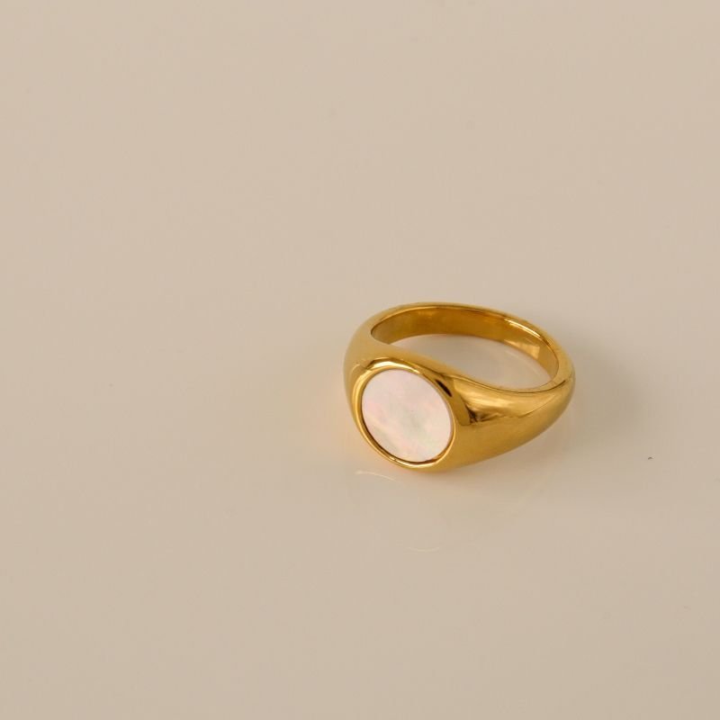 Anel Pedrinha Branca em Aço Inox (Tamanho 19)