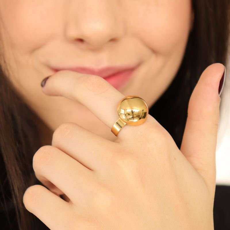 Anel Esfera em Aço Inox (Tamanho 17)