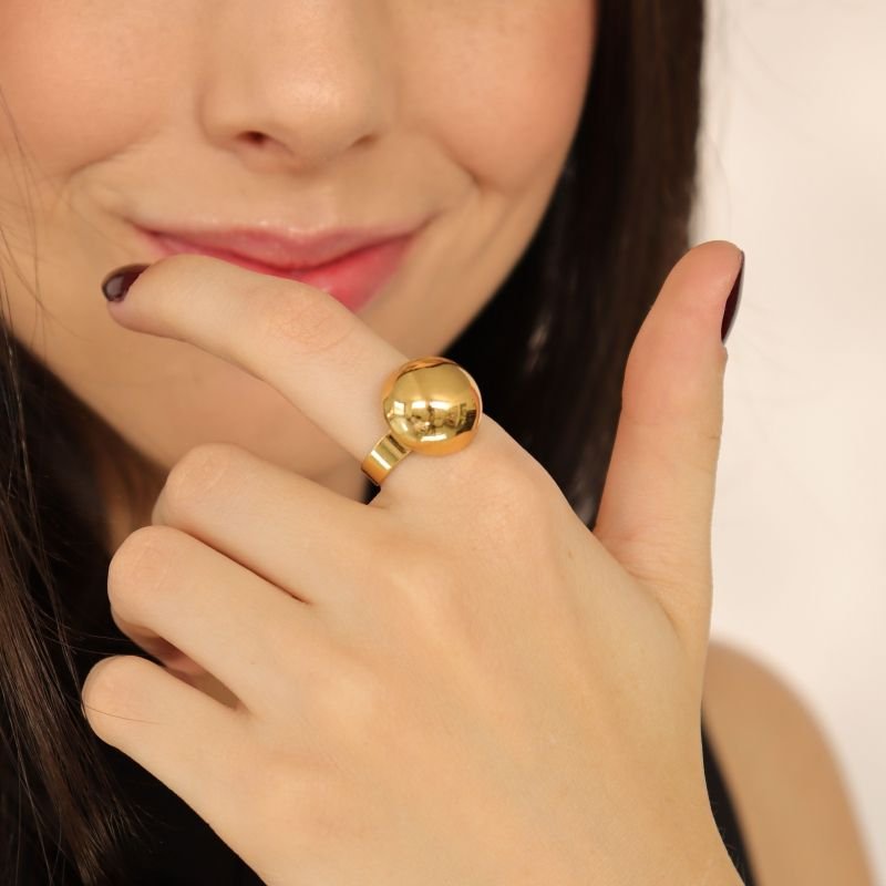 Anel Esfera em Aço Inox (Tamanho 17)