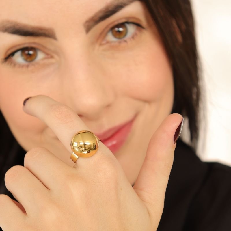 Anel Esfera em Aço Inox (Tamanho 17)