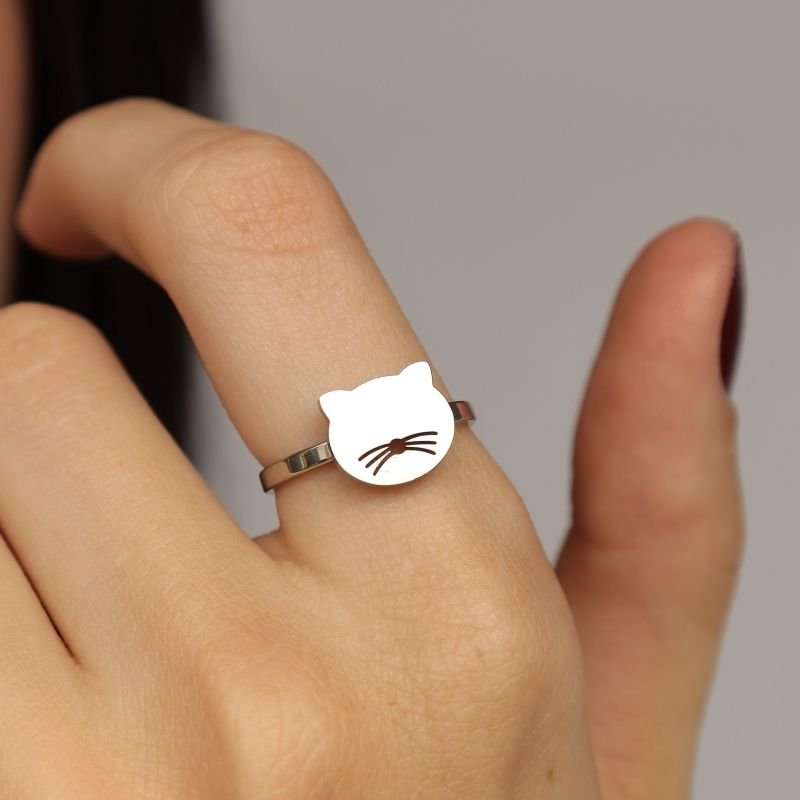 Anel Gatinho em Aço Inox (Tamanho 17)