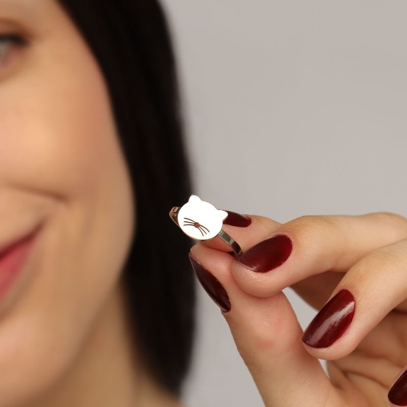 Anel Gatinho em Aço Inox (Tamanho 17)