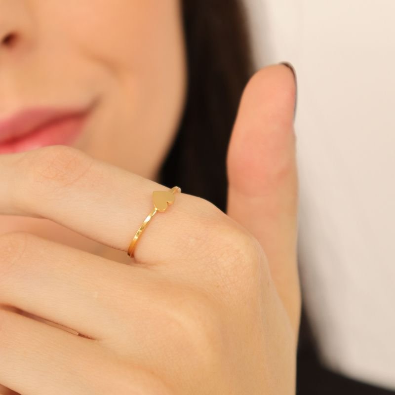 Anel Levemente Regulável Coração em Aço Inox