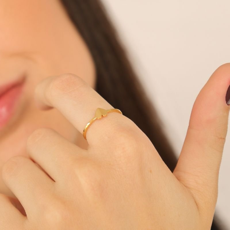 Anel Levemente Regulável Coração em Aço Inox