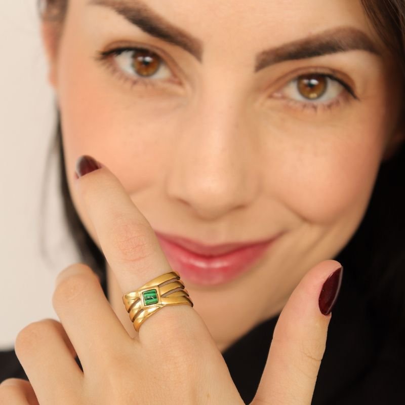 Anel Moderno em Aço Inox (Tamanho 17) (Linha Premium)