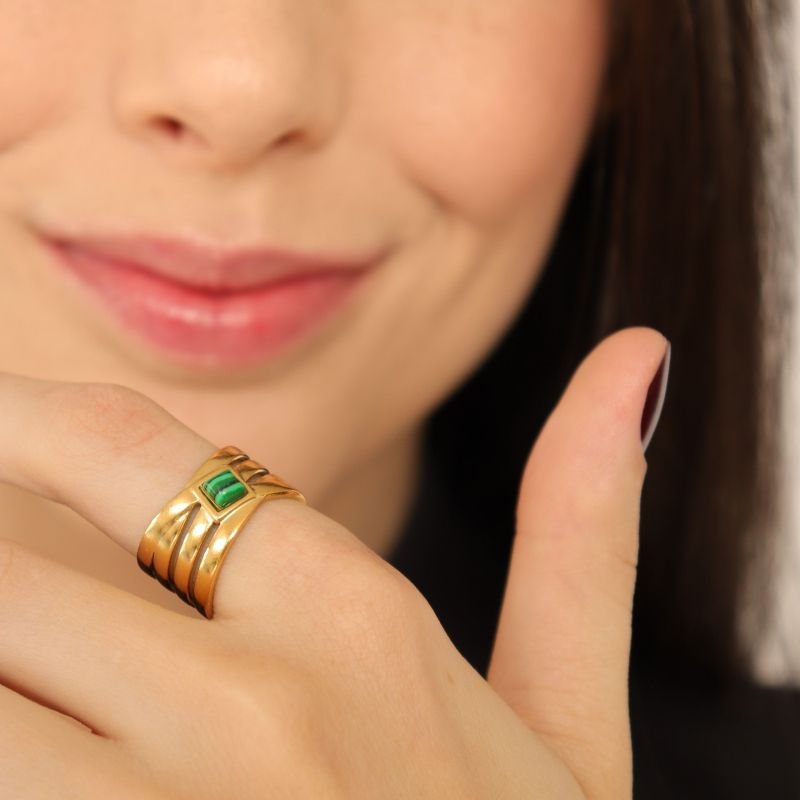 Anel Moderno em Aço Inox (Tamanho 17) (Linha Premium)