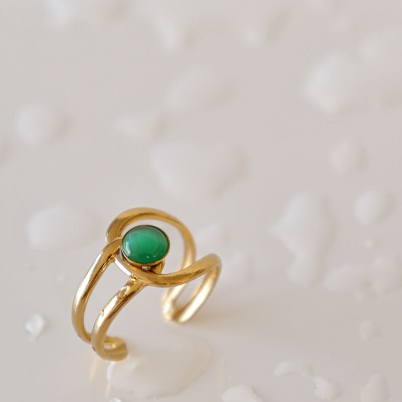 Anel Levemente Regulável em Aço Inox com Pedrinha