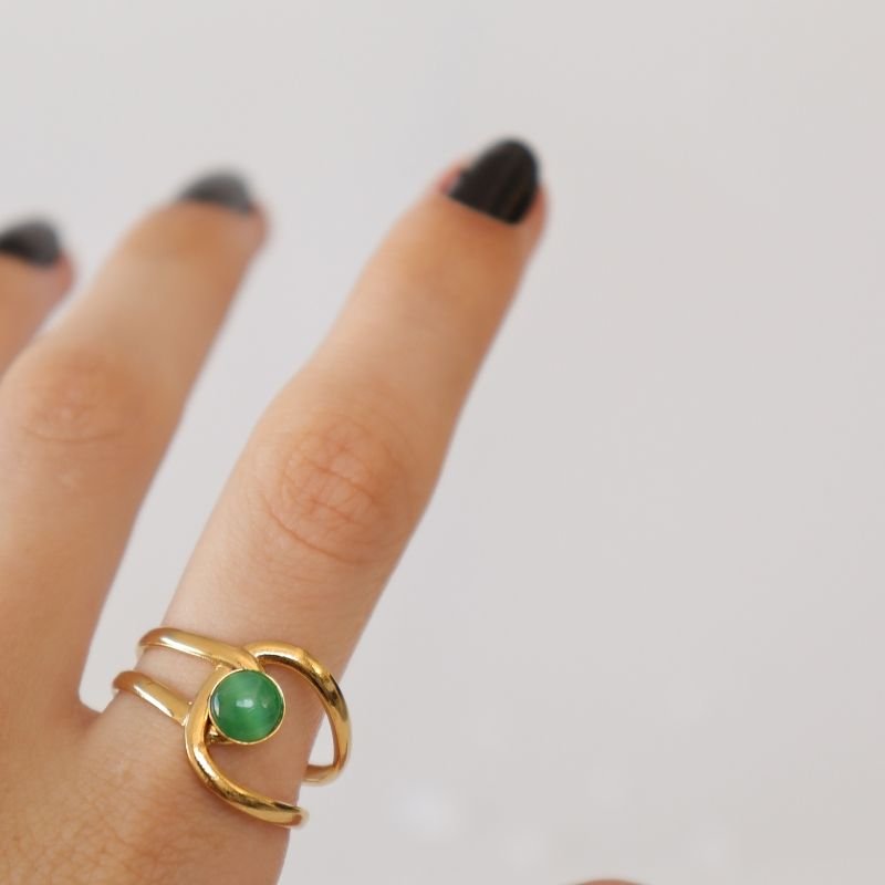 Anel Levemente Regulável em Aço Inox com Pedrinha