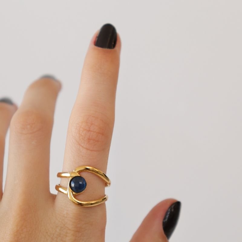 Anel Levemente Regulável em Aço Inox com Pedrinha