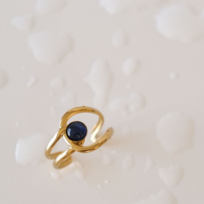 Anel Levemente Regulável em Aço Inox com Pedrinha