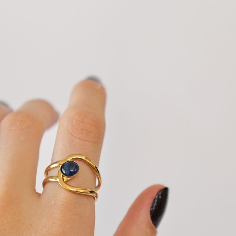 Anel Levemente Regulável em Aço Inox com Pedrinha