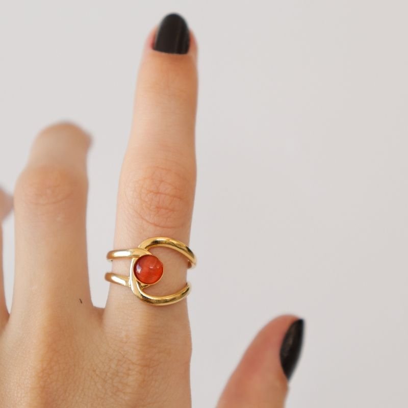 Anel Levemente Regulável em Aço Inox com Pedrinha