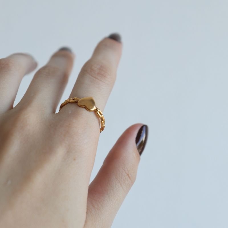 Anel Levemente Regulável em Aço Inox Coração