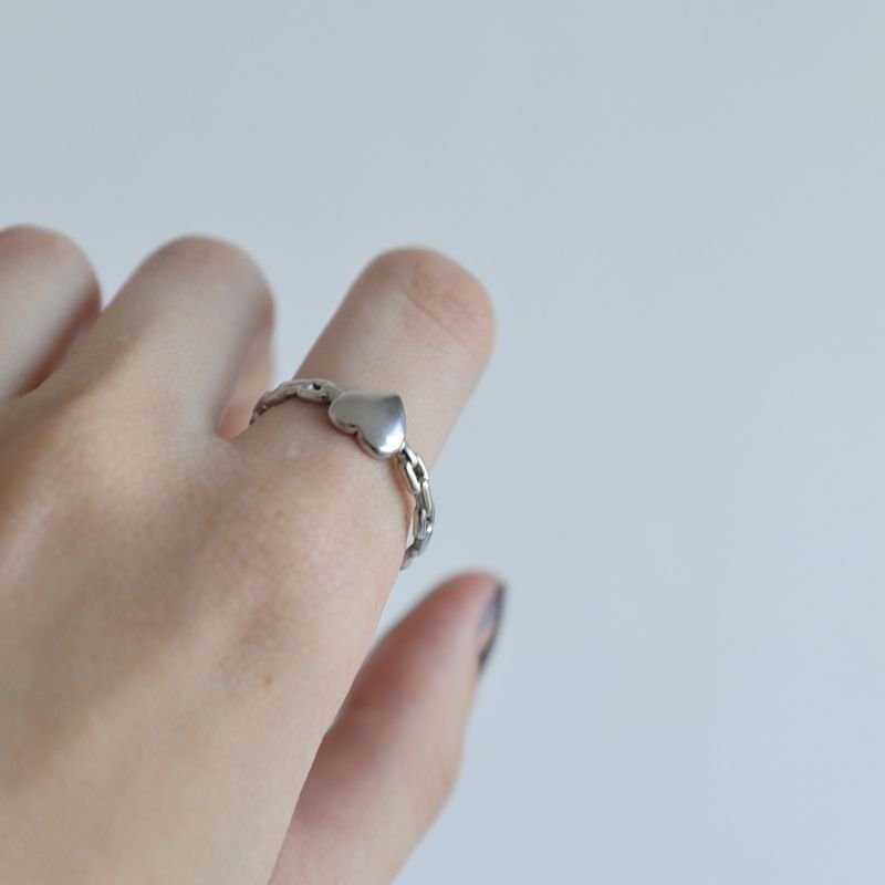 Anel Levemente Regulável em Aço Inox Coração