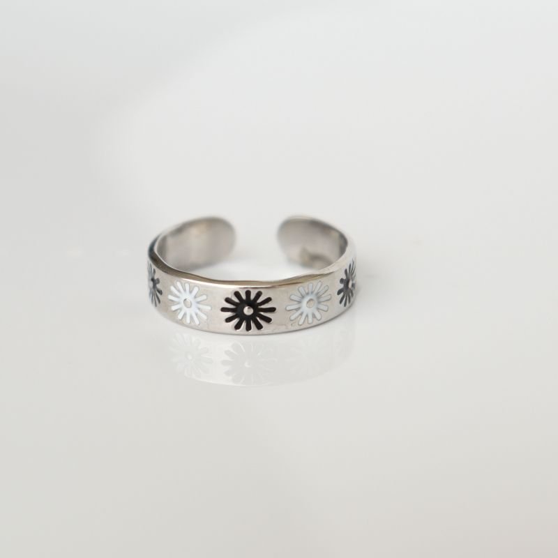 Anel Levemente Regulável em Aço Inox Flor