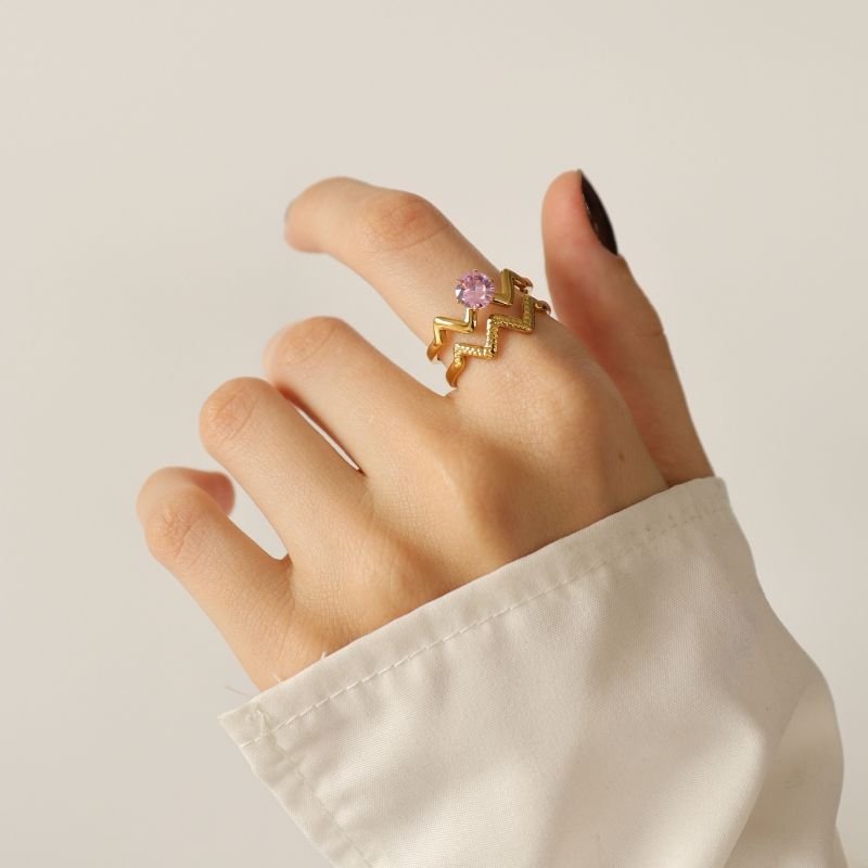 Anel Levemente Regulável em Aço Inox Pedrinha