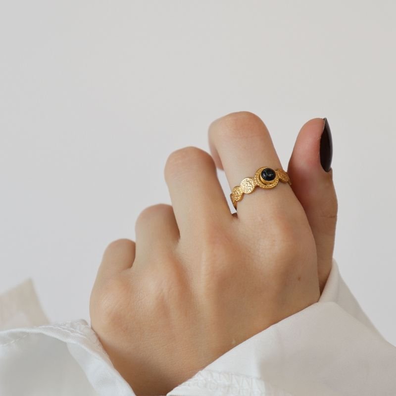 Anel Levemente Regulável em Aço Inox Pedrinha