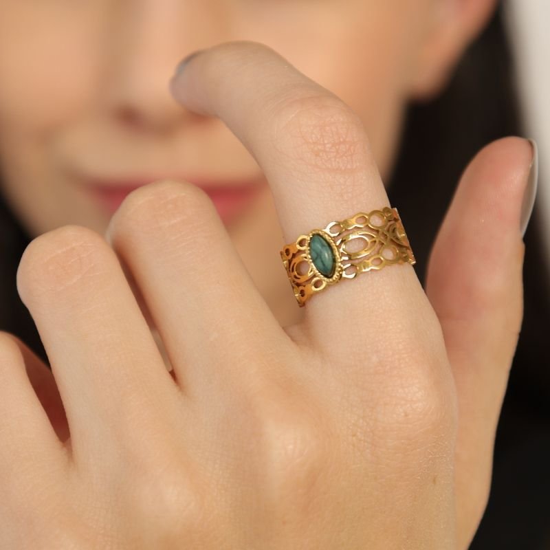 Anel Levemente Regulável Pedrinha em Aço Inox (Linha Premium)