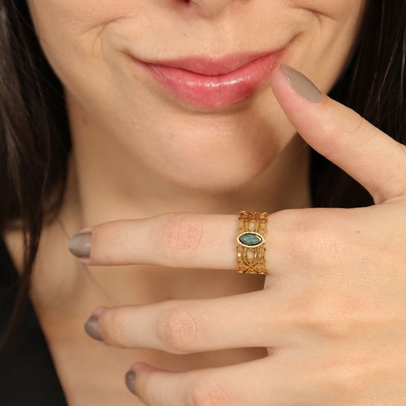 Anel Levemente Regulável Pedrinha em Aço Inox (Linha Premium)