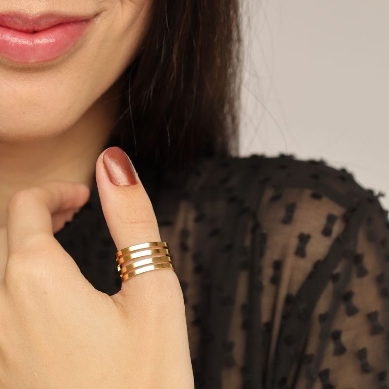 Anel Linhas Levemente Regulável em Aço Inox